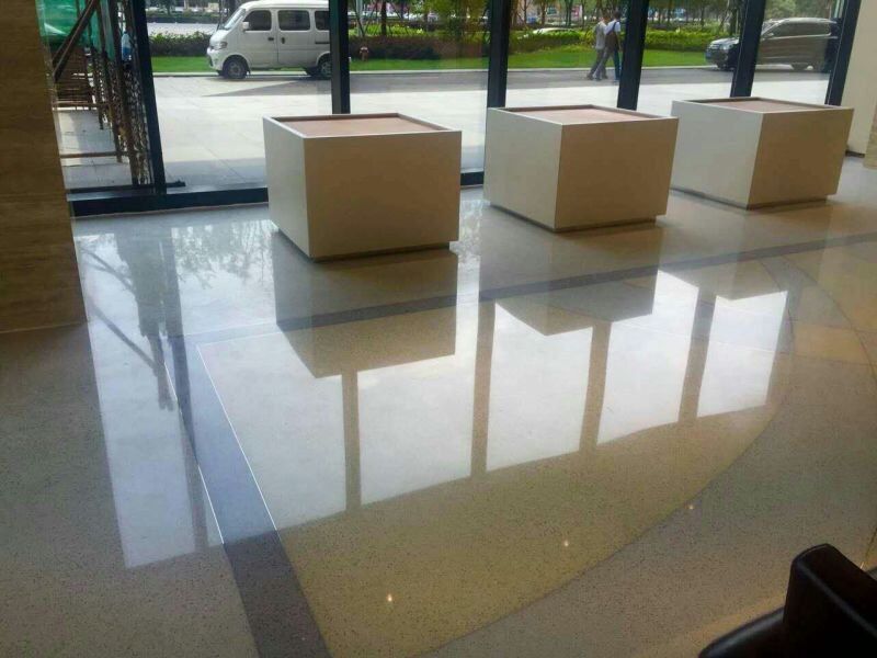 河北石家莊商業(yè)展廳無(wú)機(jī)磨石地坪效果！